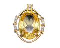 Mid-Century Oval Citrine Pendant with Diamond Accents - Yellow Gold