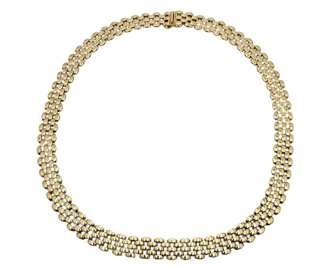 5 Row Panther Necklace - Yellow Gold
