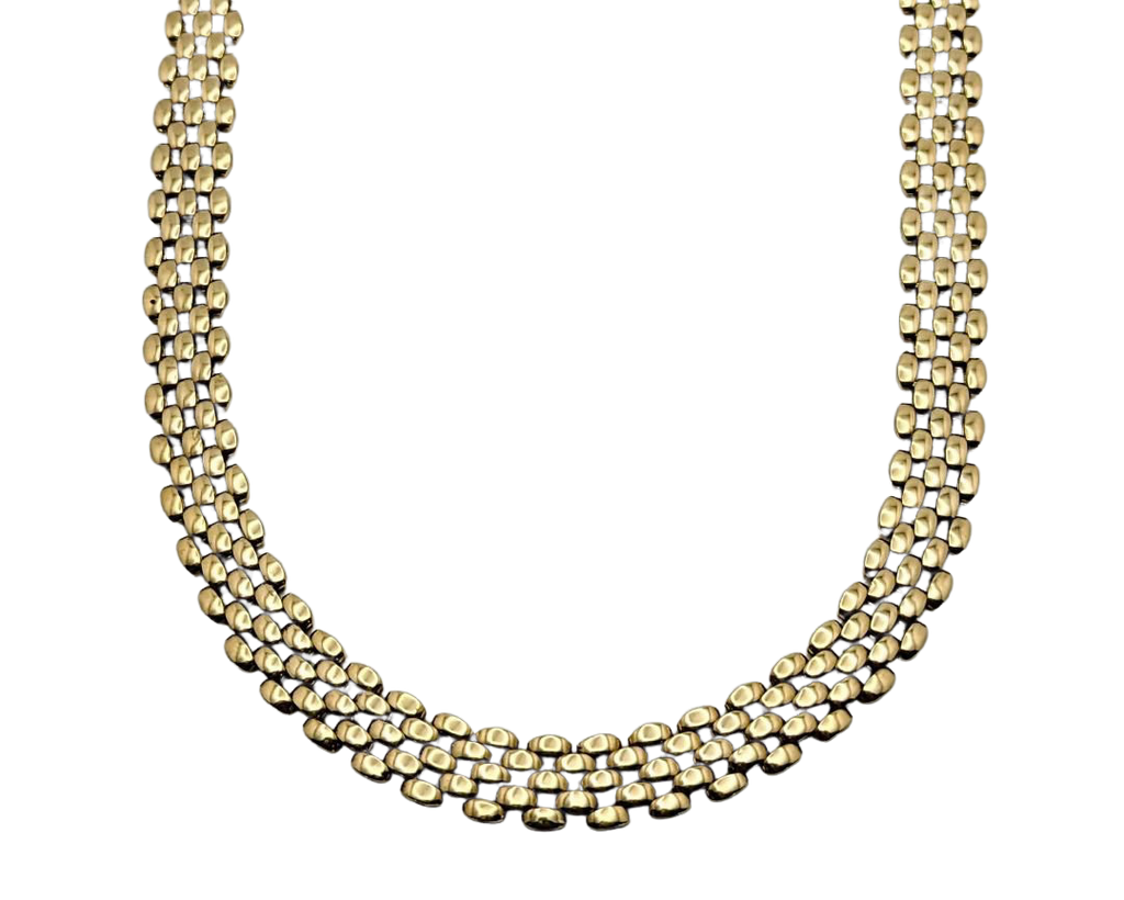5 Row Panther Necklace - Yellow Gold