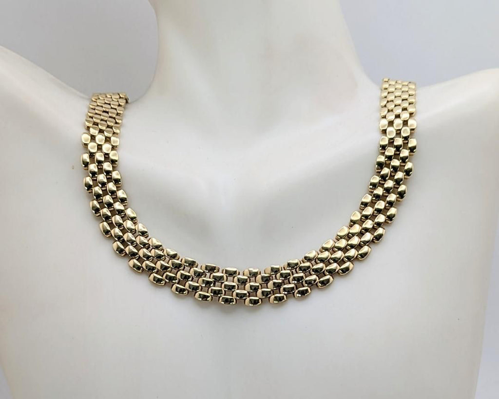5 Row Panther Necklace - Yellow Gold