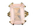 Rose Quartz Ring with Diamond Accents - Two-Tone