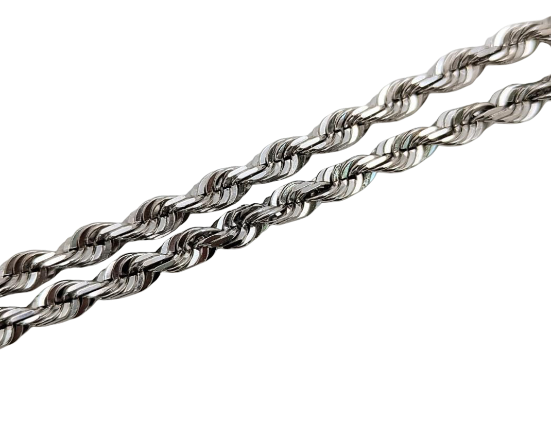 5.0mm Diamond Cut Rope Chain - White Gold