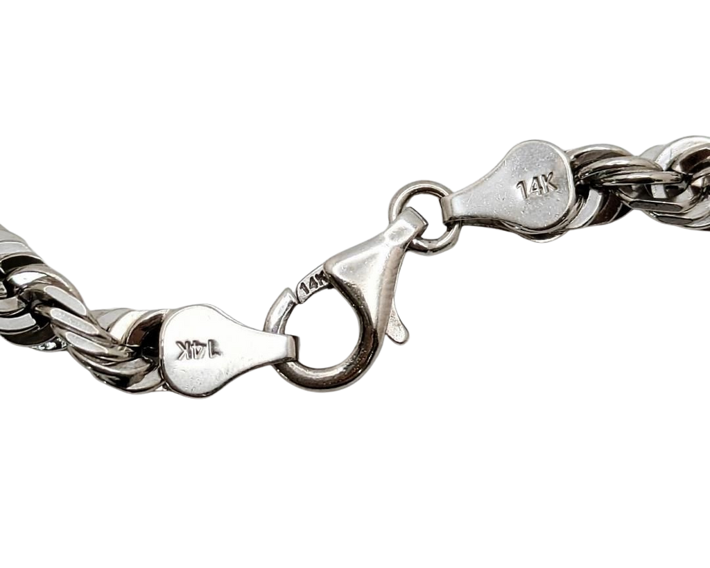 5.0mm Diamond Cut Rope Chain - White Gold