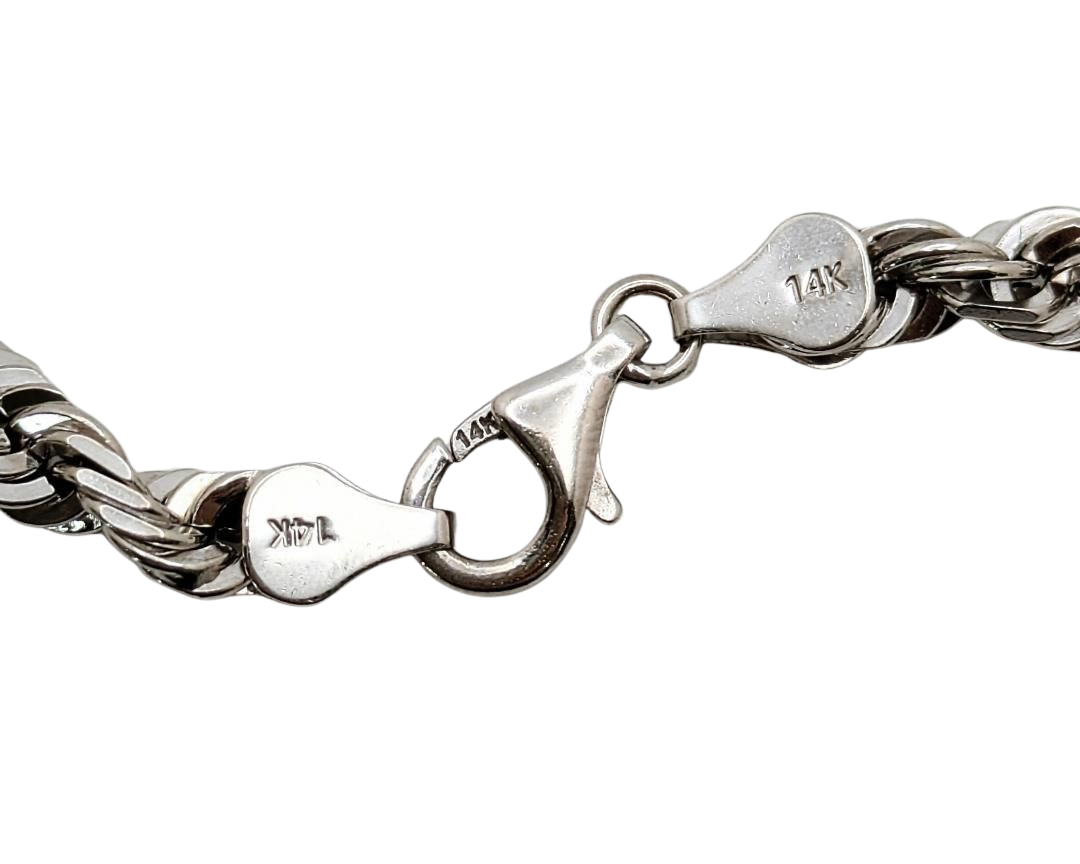 5.0mm Diamond Cut Rope Chain - White Gold