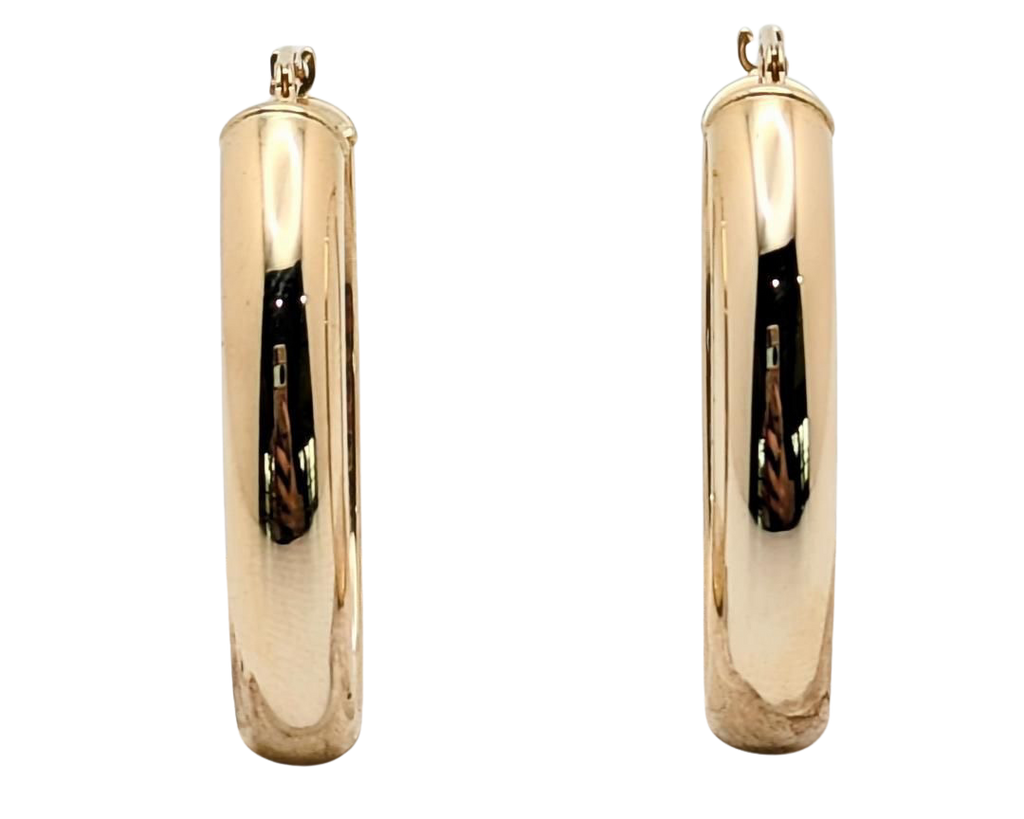 29.8 x 20.5mm Oval Hoop Earrings - Yellow Gold