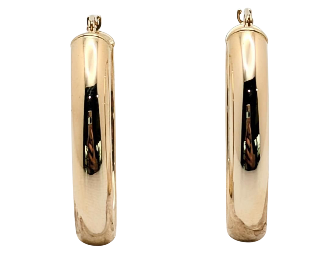 29.8 x 20.5mm Oval Hoop Earrings - Yellow Gold