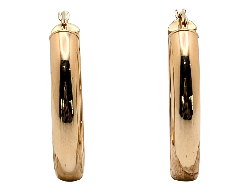 30.3 x 5.0mm Oval Hoop Earrings - Yellow Gold
