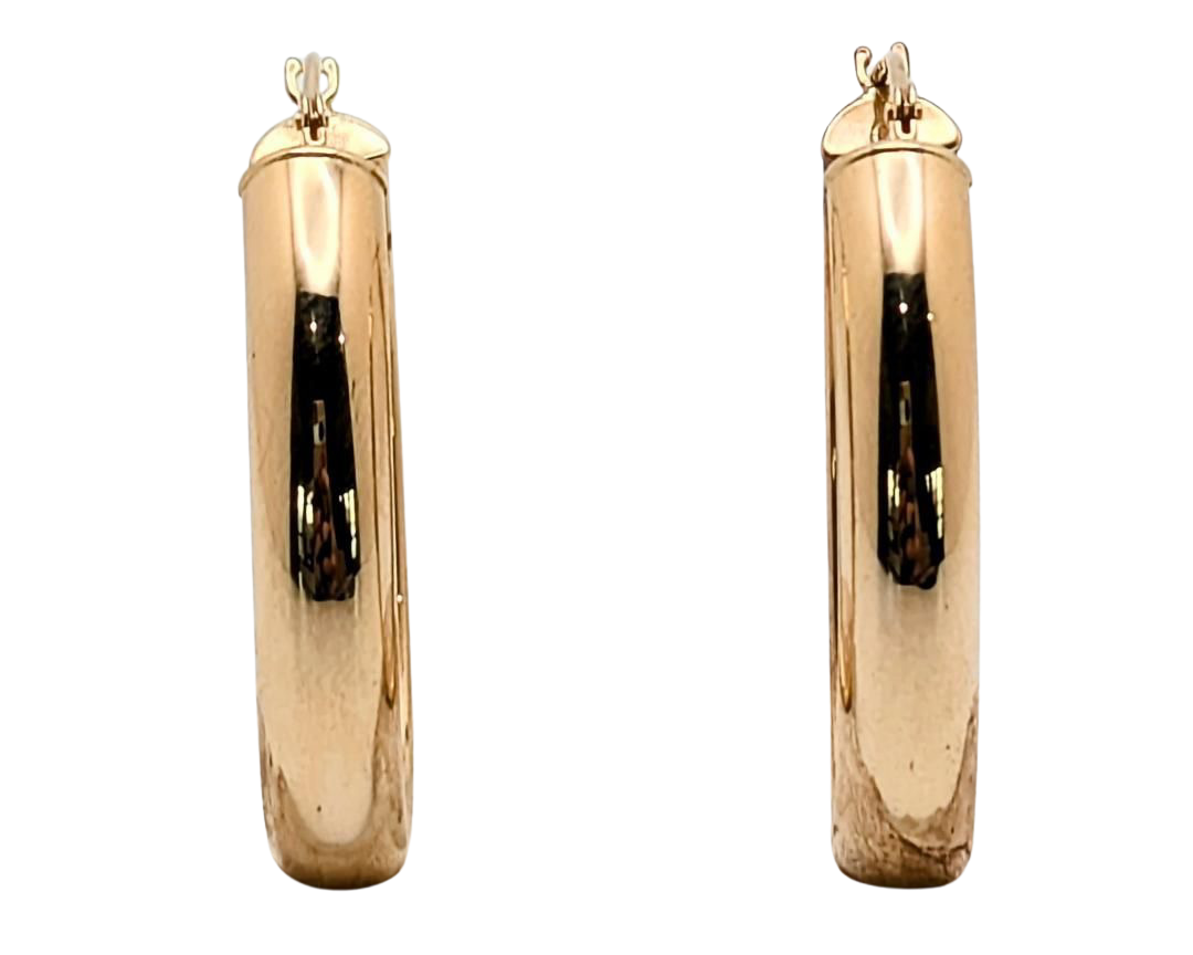 30.3 x 5.0mm Oval Hoop Earrings - Yellow Gold