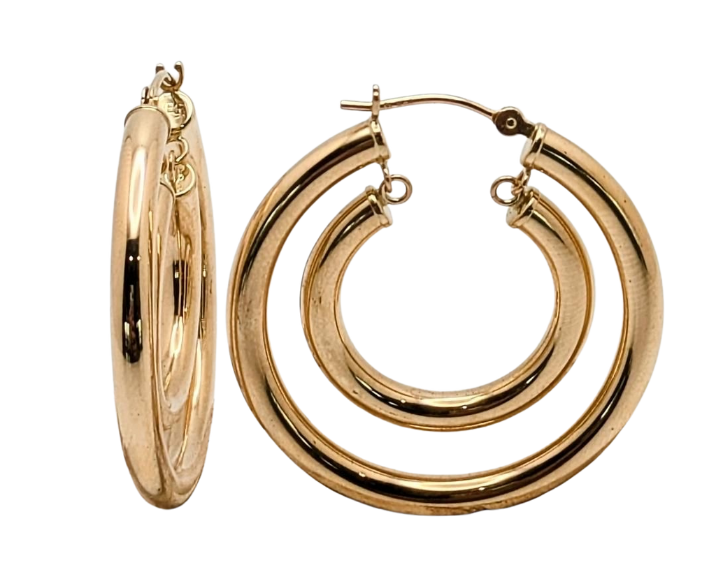 Double Hoop Earrings - Yellow Gold