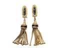 Victorian Revival Tassel Earrings with Enameled Floral Details - Yellow Gold