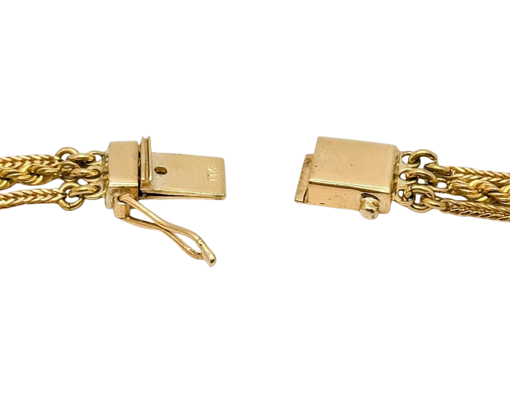 Victorian Revival Tassel Swag Necklace with Enameled Floral Details - Yellow Gold