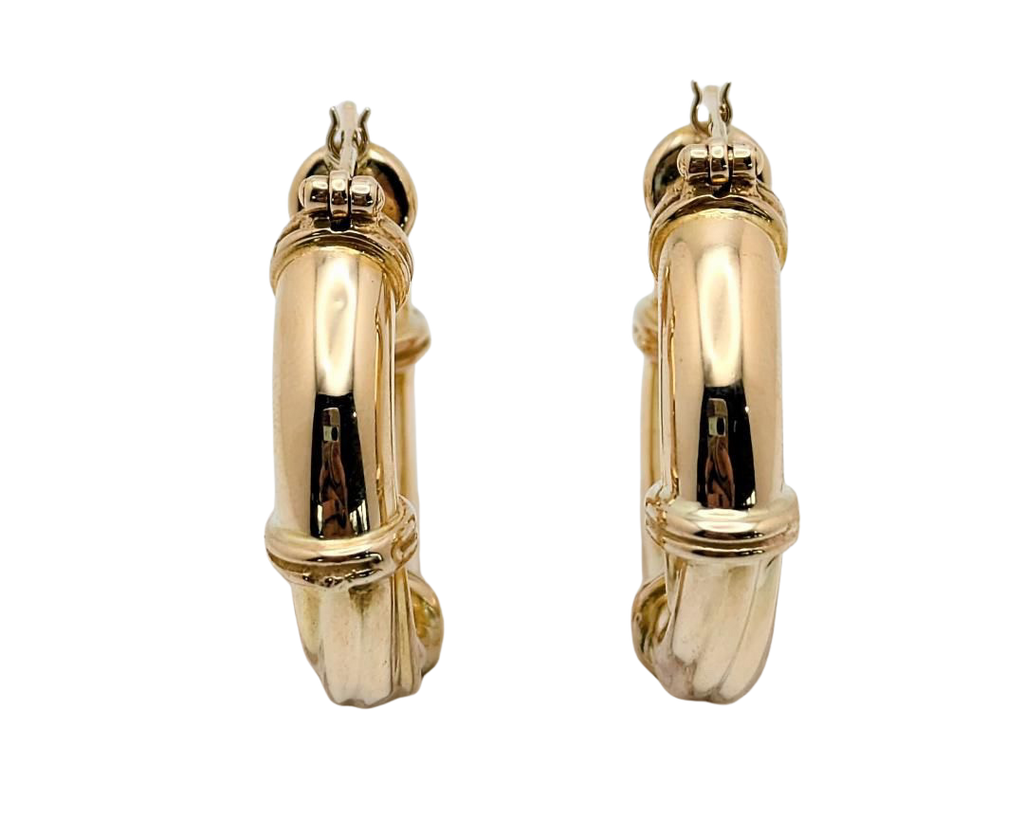 Sectioned Twisted Hoop Earrings - Yellow Gold