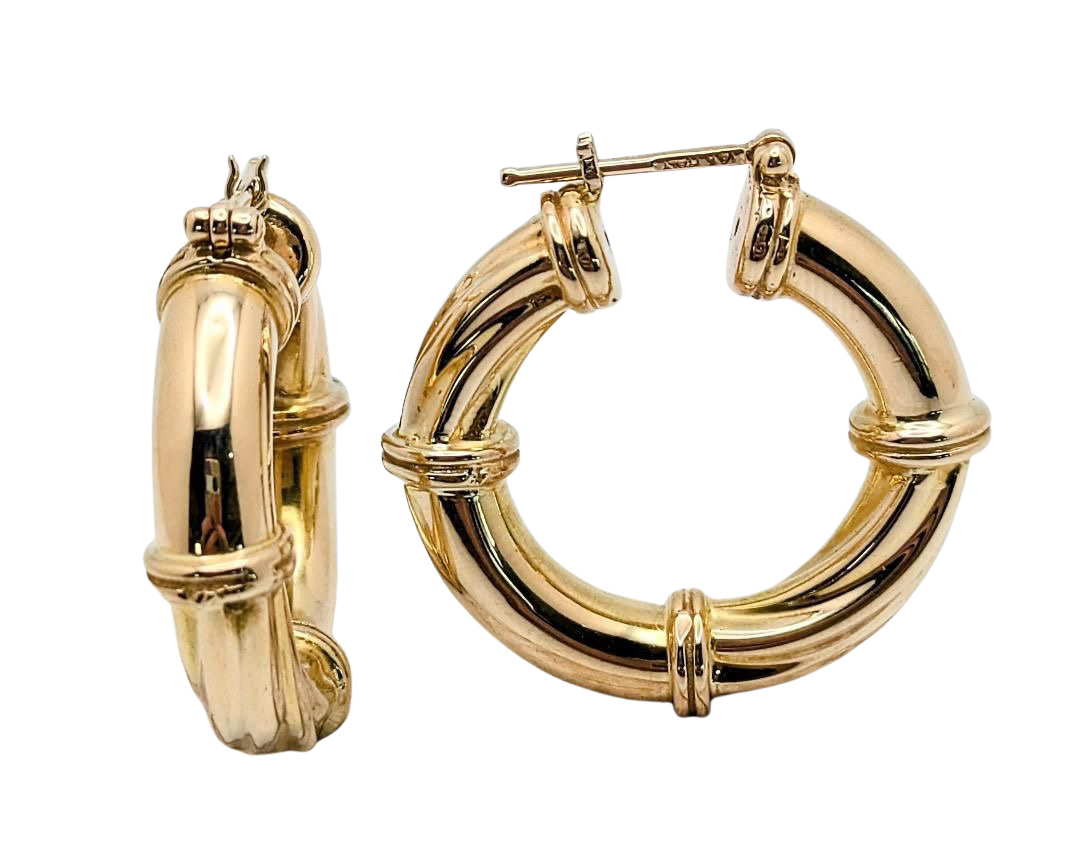 Sectioned Twisted Hoop Earrings - Yellow Gold