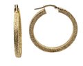 Stardust Textured Round Hoop Earrings - Yellow Gold