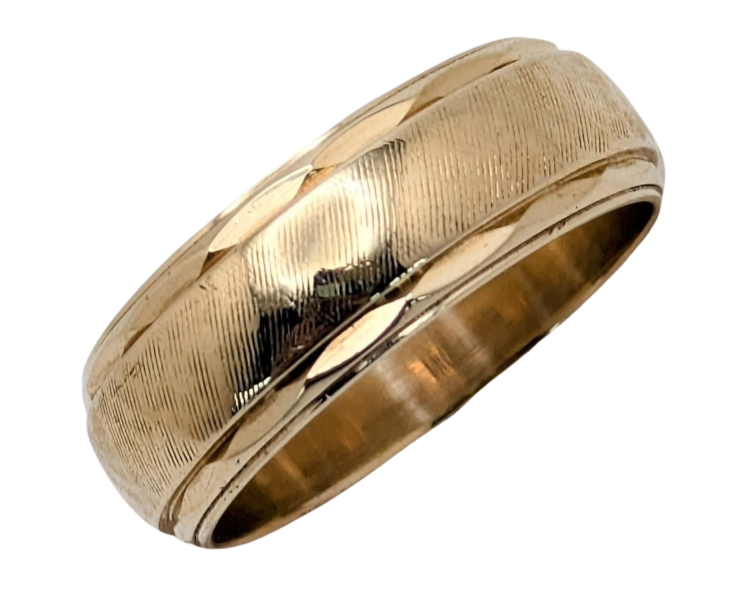 Mid-Century Florentine Band with Angled Borders - Yellow Gold