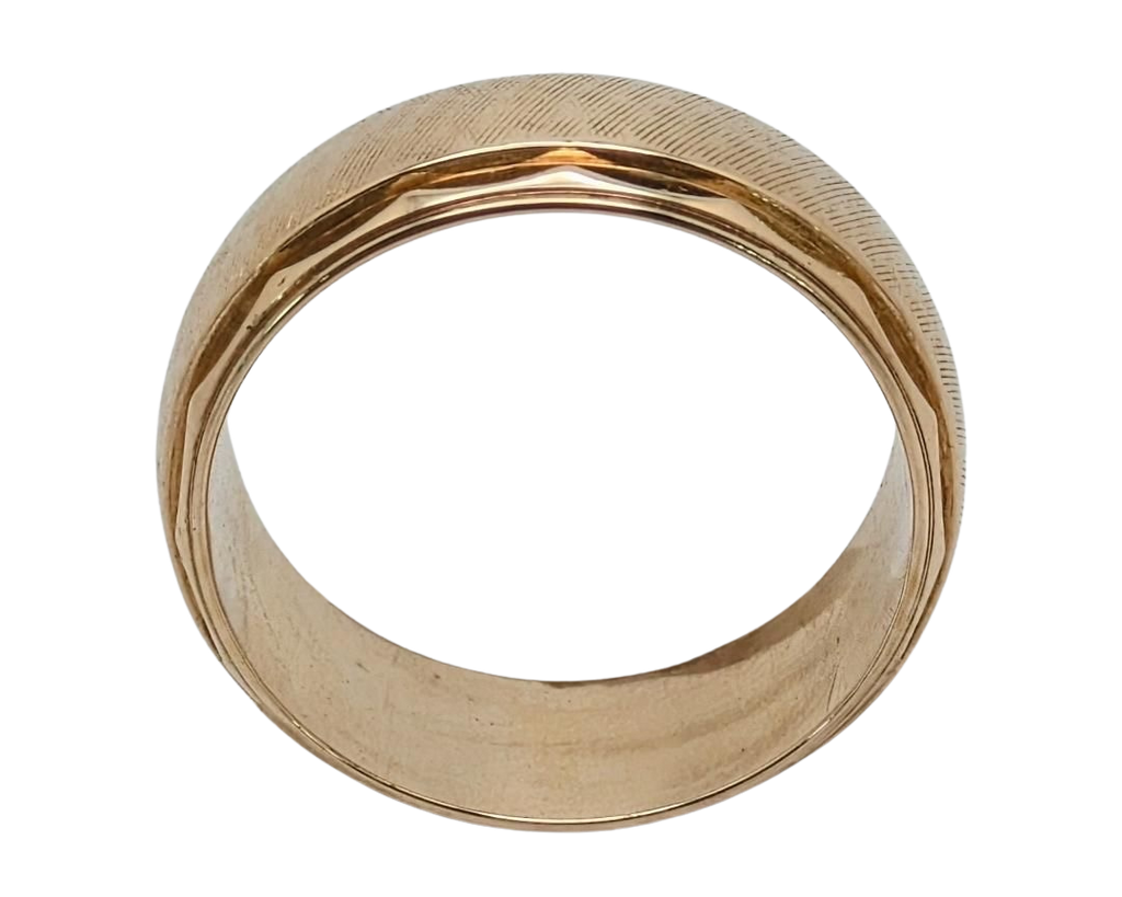 Mid-Century Florentine Band with Angled Borders - Yellow Gold