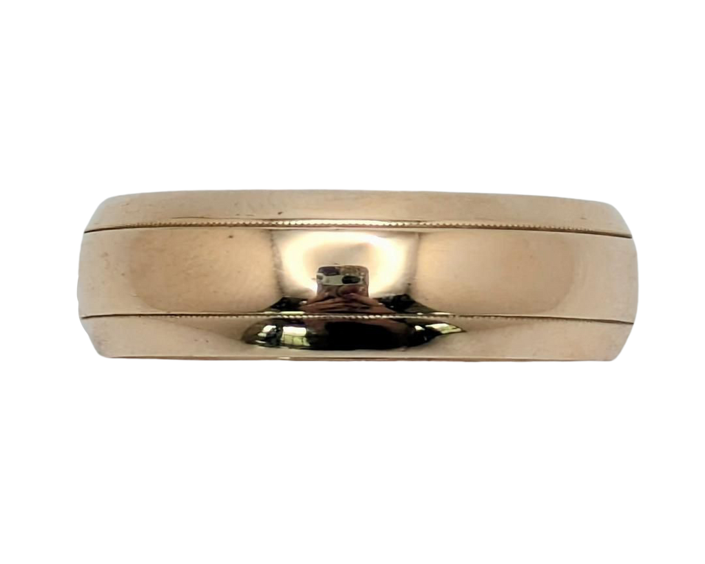 Round Band with Parallel Milgrain Detail - Yellow Gold