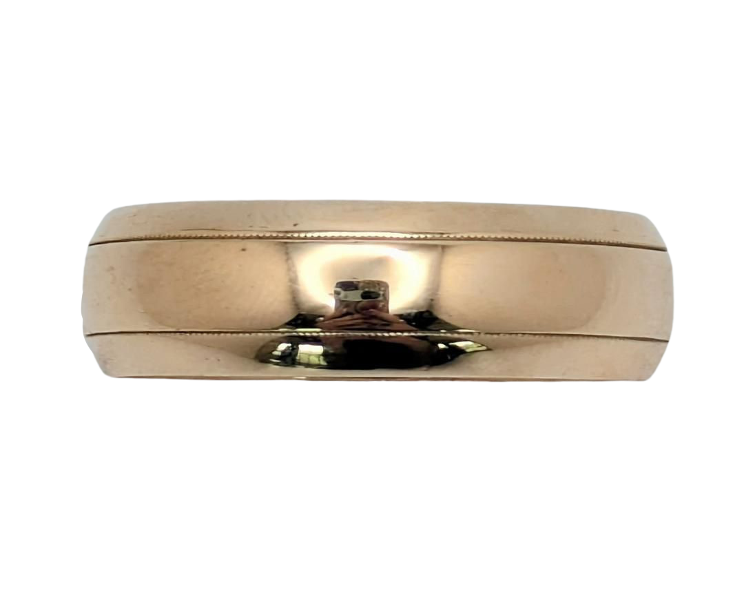 Round Band with Parallel Milgrain Detail - Yellow Gold