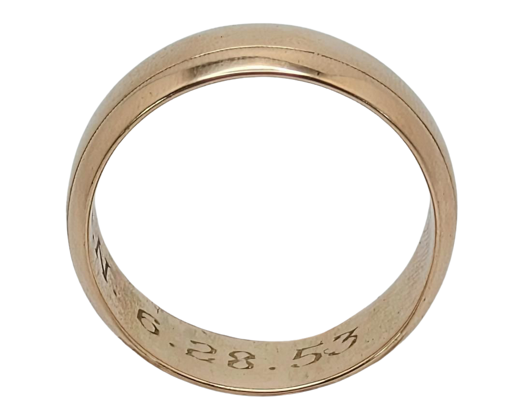 Round Band with Parallel Milgrain Detail - Yellow Gold