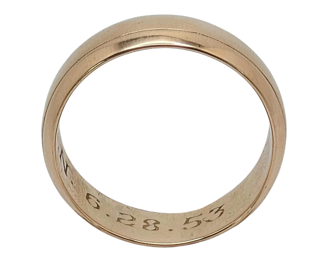 Round Band with Parallel Milgrain Detail - Yellow Gold
