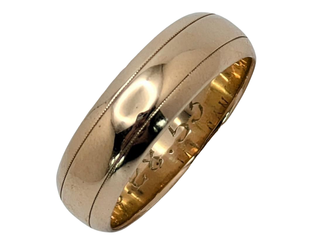 Round Band with Parallel Milgrain Detail - Yellow Gold