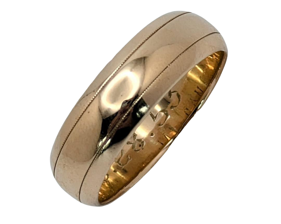 Round Band with Parallel Milgrain Detail - Yellow Gold
