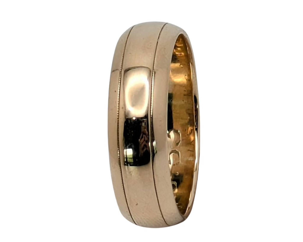 Round Band with Parallel Milgrain Detail - Yellow Gold