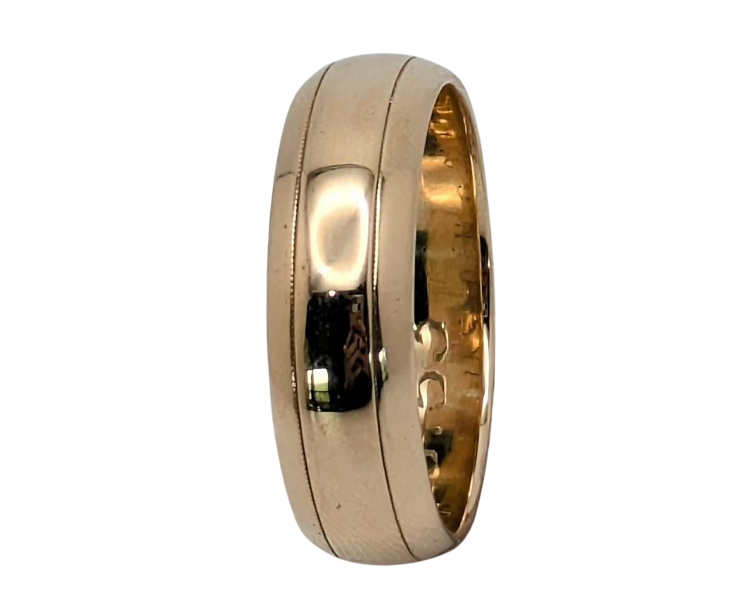 Round Band with Parallel Milgrain Detail - Yellow Gold