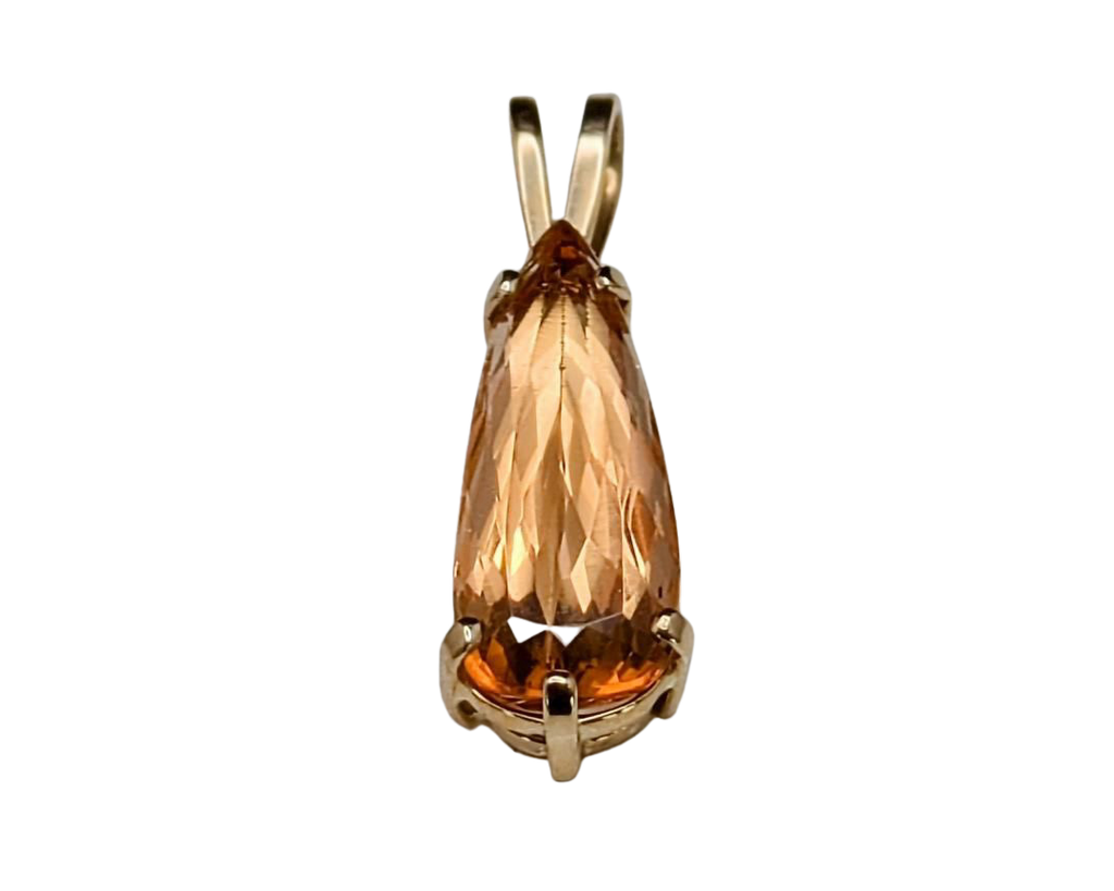 Pear Shaped Golden Topaz Pendant - Yellow Gold