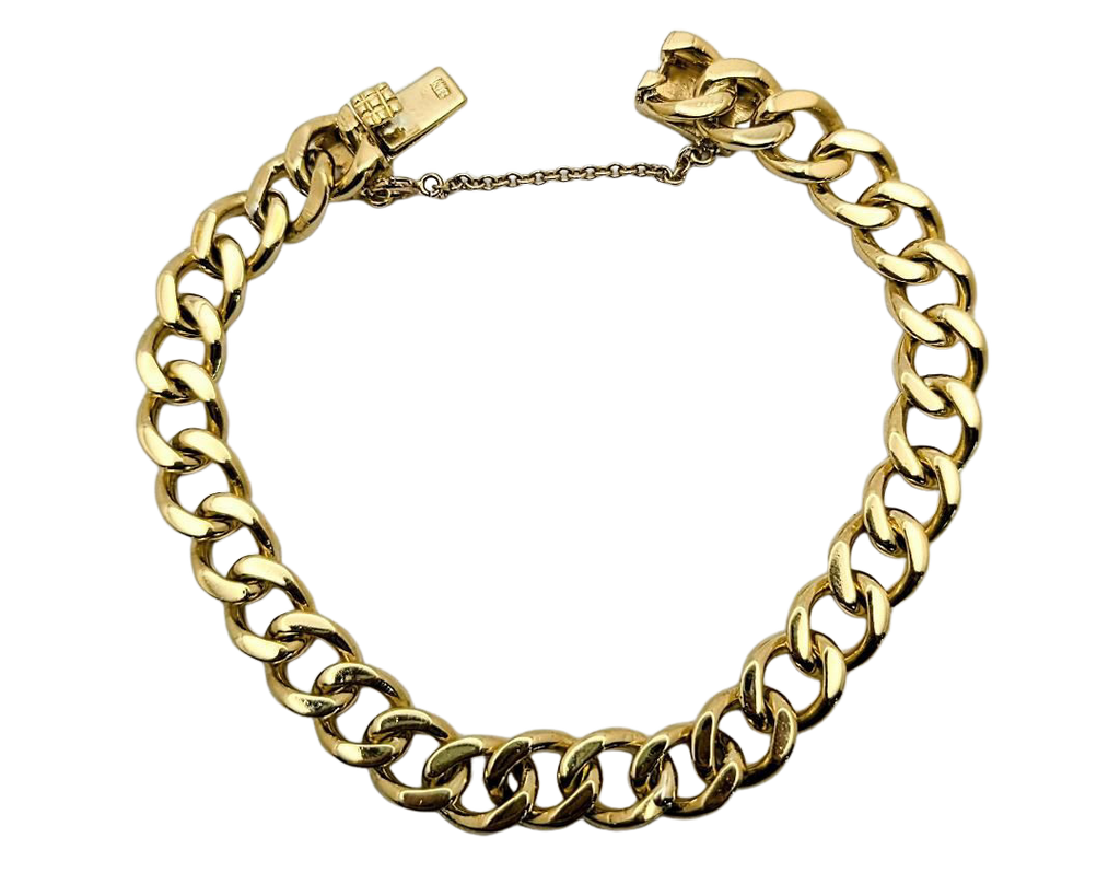 8.5mm Curb Link Bracelet with Hidden Box Clasp - Yellow Gold