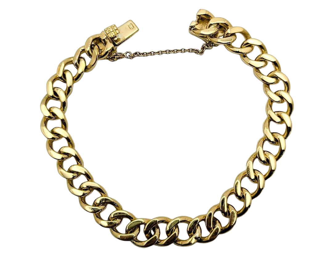 8.5mm Curb Link Bracelet with Hidden Box Clasp - Yellow Gold