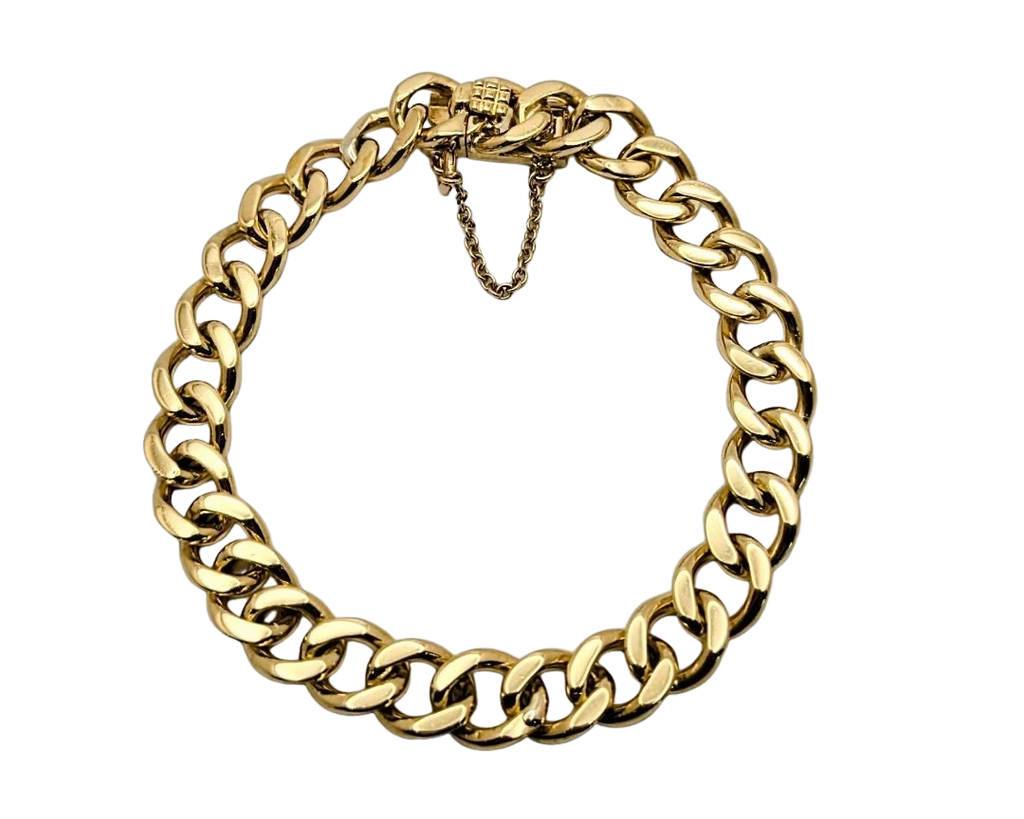 8.5mm Curb Link Bracelet with Hidden Box Clasp - Yellow Gold