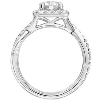 0.80ct Diamond Ring with Diamond Halo and Diamond Twist Shank - White Gold