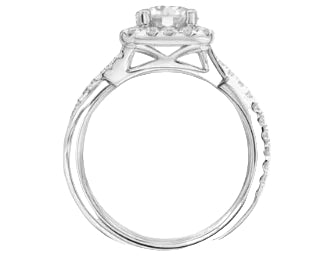 0.80ct Diamond Ring with Diamond Halo and Diamond Twist Shank - White Gold