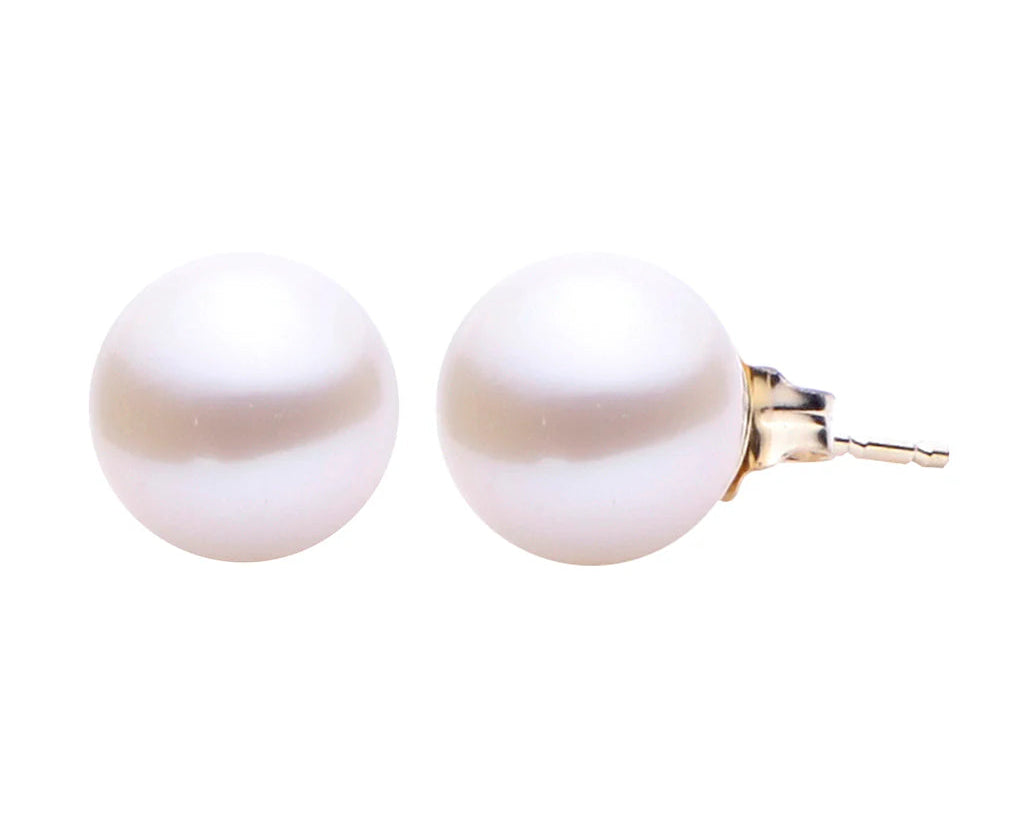 8.0-8.5mm Freshwater Pearl Stud Earrings - Yellow Gold
