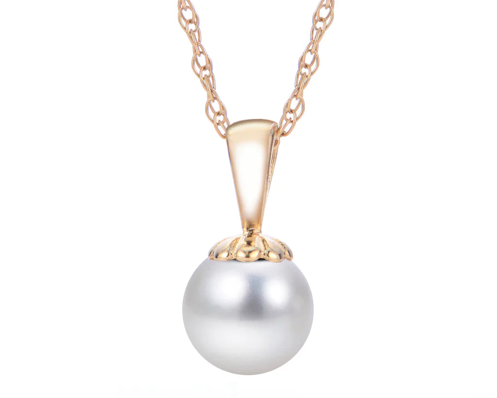Freshwater Pearl Solitaire Pendant - Yellow Gold