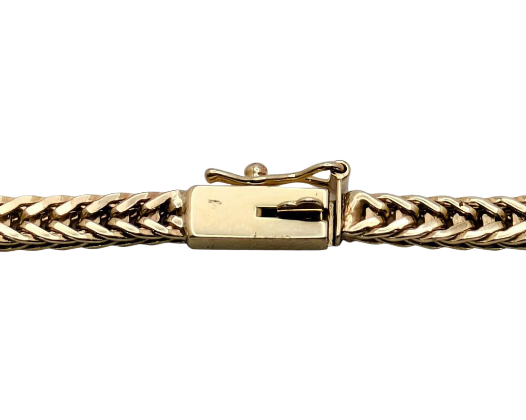 Diamond Bar Necklace on Franco Link Chain - Yellow Gold
