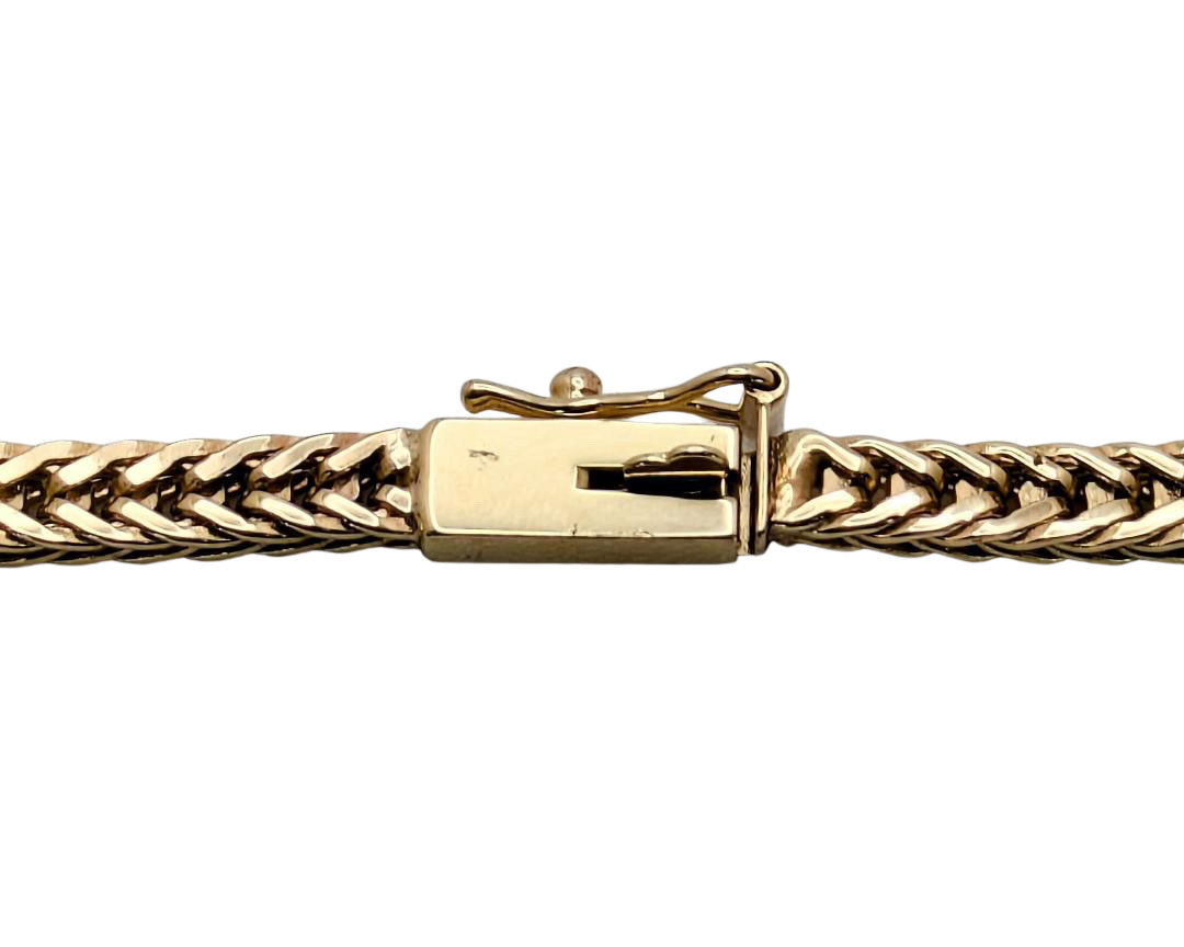 Diamond Bar Necklace on Franco Link Chain - Yellow Gold