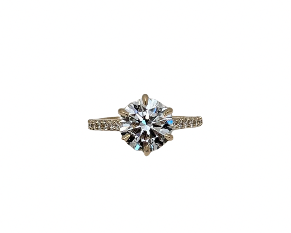 3.36ct Lab Grown Diamond Ring in 6 Prong Setting - Yellow Gold