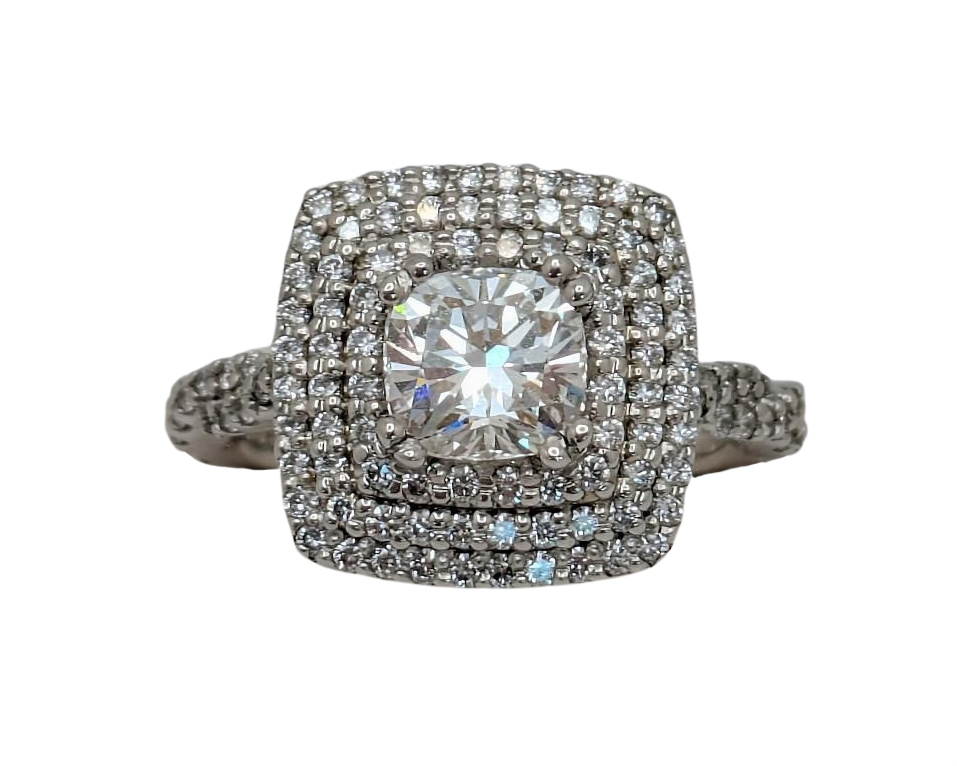 1.69ct Triple Halo Diamond Ring - Platinum