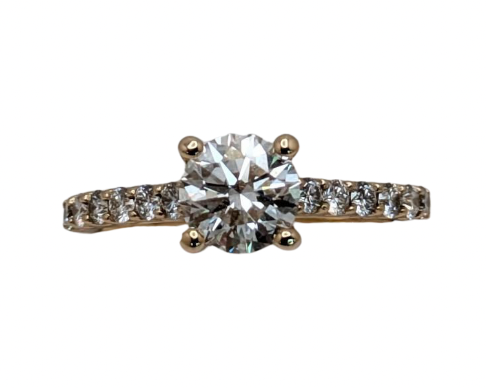 1.40ct Diamond Ring with Accented Shank - Yellow Gold