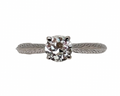 0.71ct Knife Edge Diamond Ring with Engraved Details - White Gold