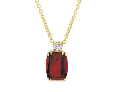 Rhodolite Garnet Necklace with Diamond Accent - Yellow Gold