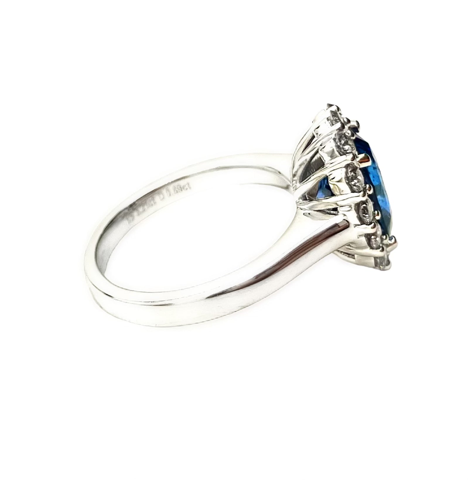 3.21ct Sapphire Ring with Diamond Halo - Platinum