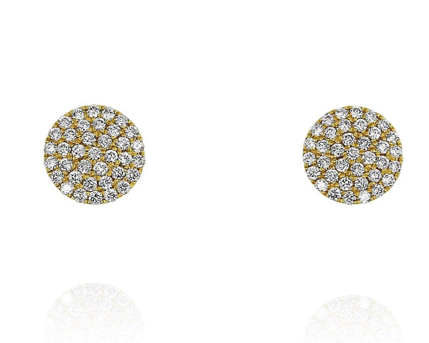 Diamond Disc Stud Earrings - Yellow Gold