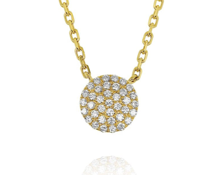 Diamond Disc Necklace - Yellow Gold