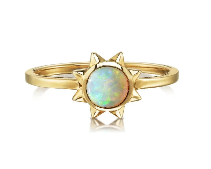 Opal Sun Ring - Yellow Gold