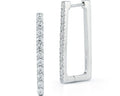 Rectangular Pave Diamond Huggie Earrings - White Gold