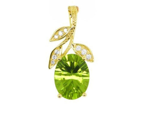 Amethyst Pendant with Leaf Design - Yellow Gold