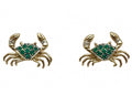 Emerald Crab Earrings - Yellow Gold